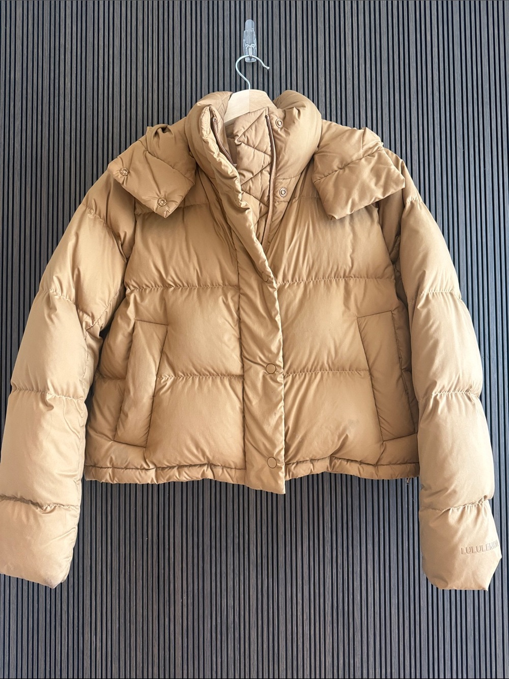 lululemon athletica Tan Cropped Puffer Jacket